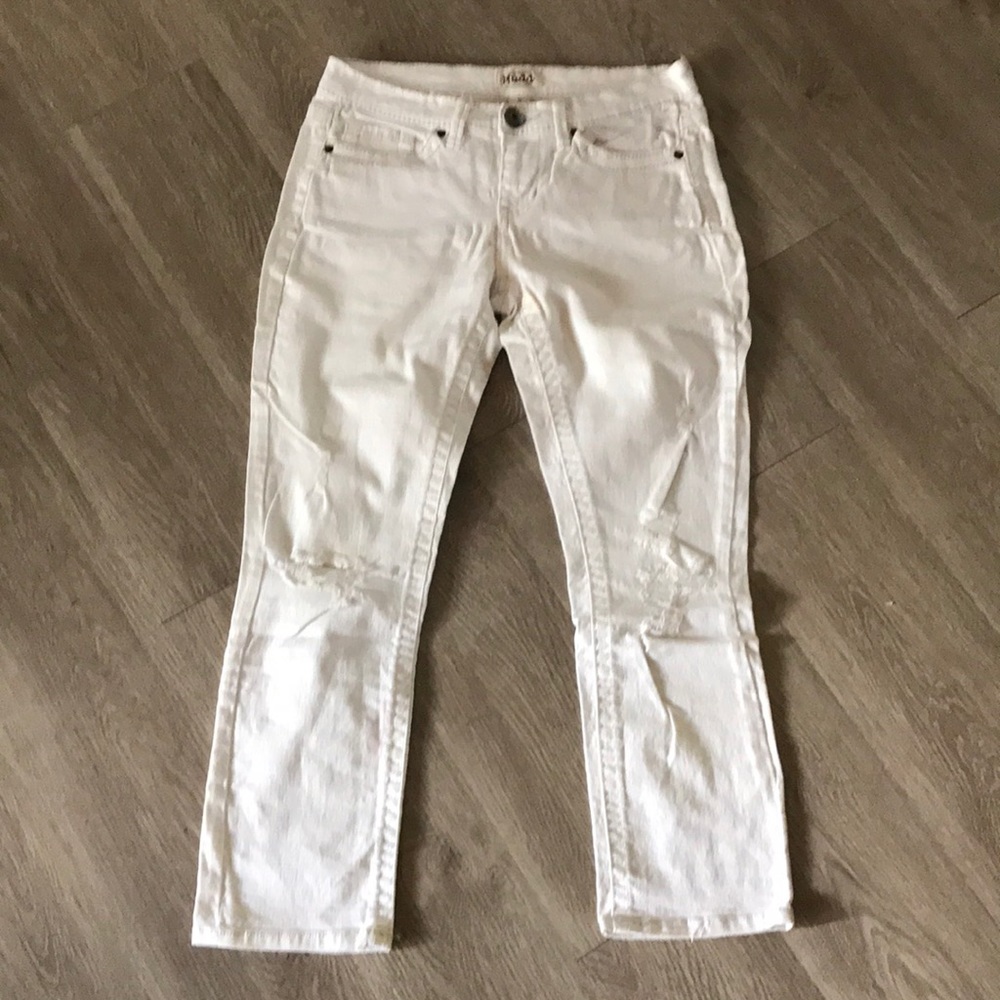 White Stretch Denim Crops